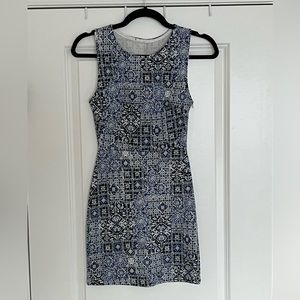 Blue Patterned Bodycon Dress